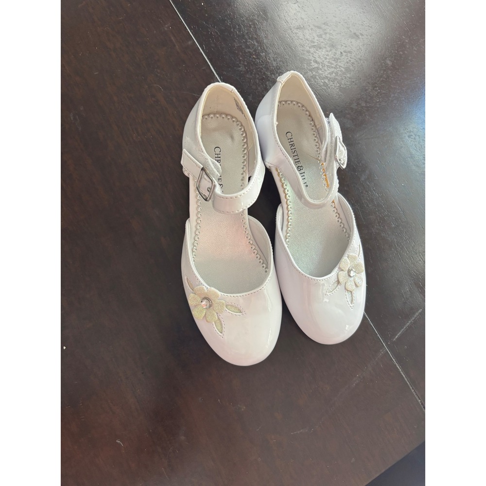 Christie & Jill Girls White Patent Mary Jane Flower Dress Shoes CJ HEAVEN 12